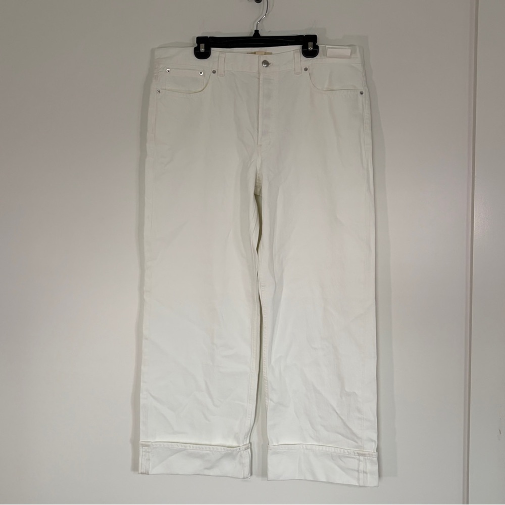 NWT Madewell Low-Slung Baggy Wide Leg White Denim Jeans rigid cotton size 32 - Picture 4 of 15